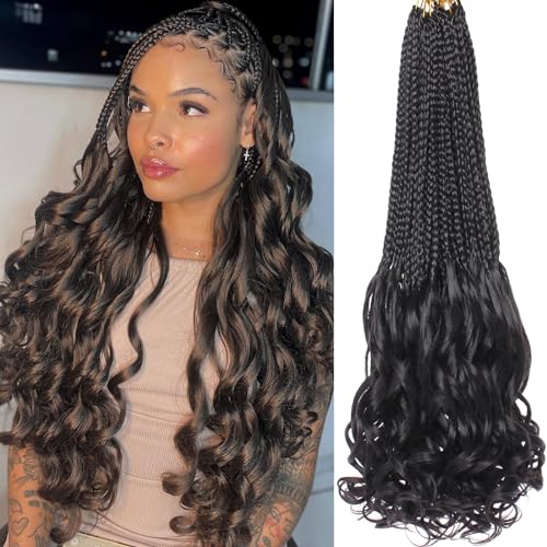 Pre-Looped Black French Curl Crochet Braids - 24 Inch, 9 Packs, Variation 1B#