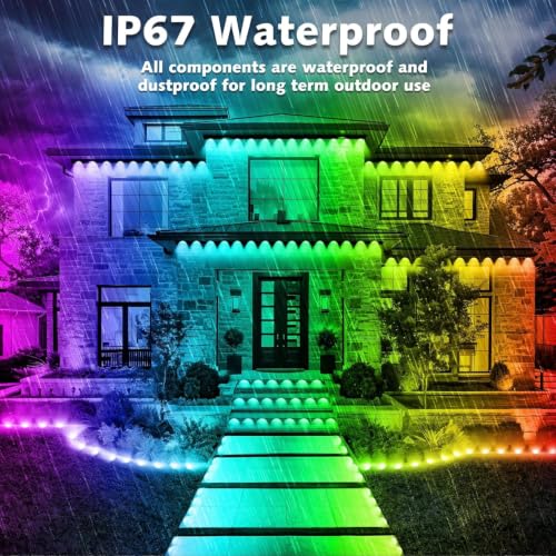 Outdoor RGB LED String Lights Waterproof Smart App Control 200FT