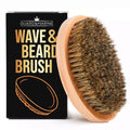 GUARD&MARINE Wave & Beard Brush for Men ? Natural Boar Bristles, Palm Curve Design, Wood Handle ? Shapes 360 Waves & Softens Beard
