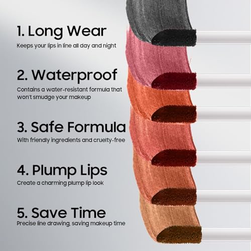Peel Off Lip Liner Highly Pigmented - Lip Stain Long Lasting Waterproof as Womens Day Gifts for Women Girls, Lip Tint Stain Peel Non-Sticky & Smudge-Proof Easy to Use & Natural Finish (Rose)