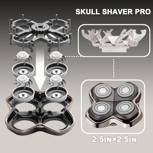 Replacement Head Compatible with Shaver PRO 4, Blade Fit for Skull Pitbull, Butterfly Kiss PRO & Palm Shavers, Replacement Head for Electric Shaver & Blade for Bald Head and for Men/Women (3 Pcs)