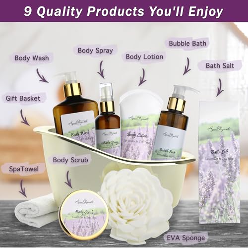 Aqua Elegante Bath Gift Basket for Women - Lavender & Tea Tree Oil, 1 Count