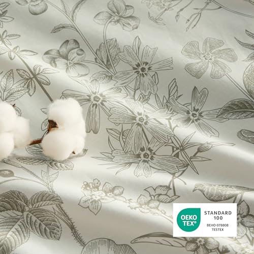 Bedsure Cotton Floral Duvet Cover Set King 104x90 - Desert Sage, No Comforter