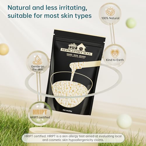 Beige Hard Wax Beads for Hair Removal - Coconut & Almond Oil, 15.87 oz - Sensitive Skin