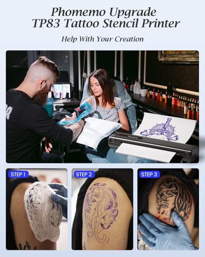 Wireless Tattoo Stencil Printer with Case - Phomemo TP83 Bluetooth Portable