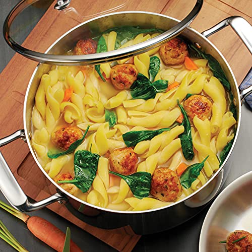 Dutch Oven 5 Quart - Tri-Ply Clad Stainless Steel Cooking Pot with Glass Lid