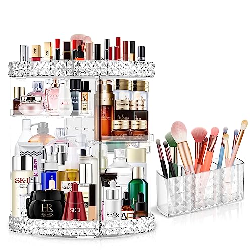 360° Rotating Makeup Organizer with Adjustable Layers - Clear A-Clear