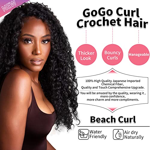 GoGo Curl Crochet Hair 22 Inch 1B Natural Black - Pack of 6