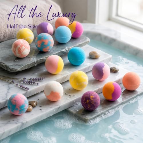 Organic Refresh Bath Bombs Set - 24 Mini Bath Fizz for Women & Kids, Aromatherapy, Gift Ready - Variation of THIS listing