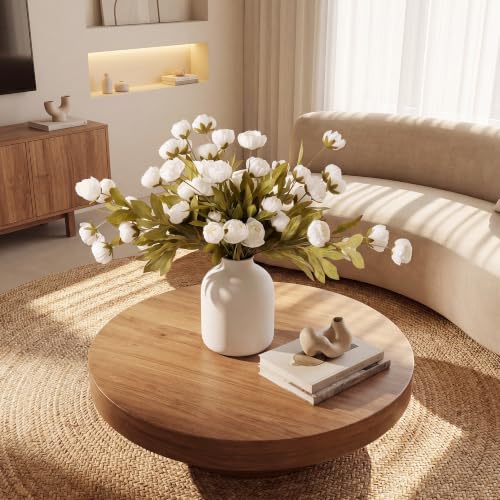Artificial Peony Flowers for Vase Decor - White, 12 Stems, 27" Long