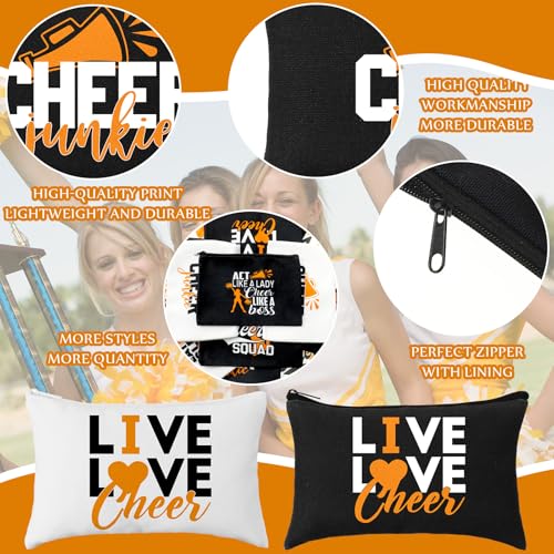 Pinkunn 20 Pcs Cheer Makeup Bags - Orange Canvas Cheerleading Gifts