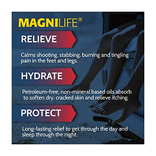 MagniLife Pain Relieving Foot Cream - 8 oz Tube, Sore Feet & Leg Relief, Moisturizing & No Petroleum
