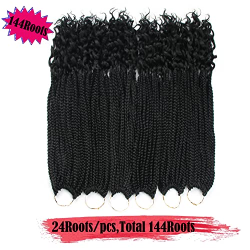 ROSESSEA 20 Inch Crochet Box Braids Hair - 144 Roots/Pack, 6 Packs, 1B#