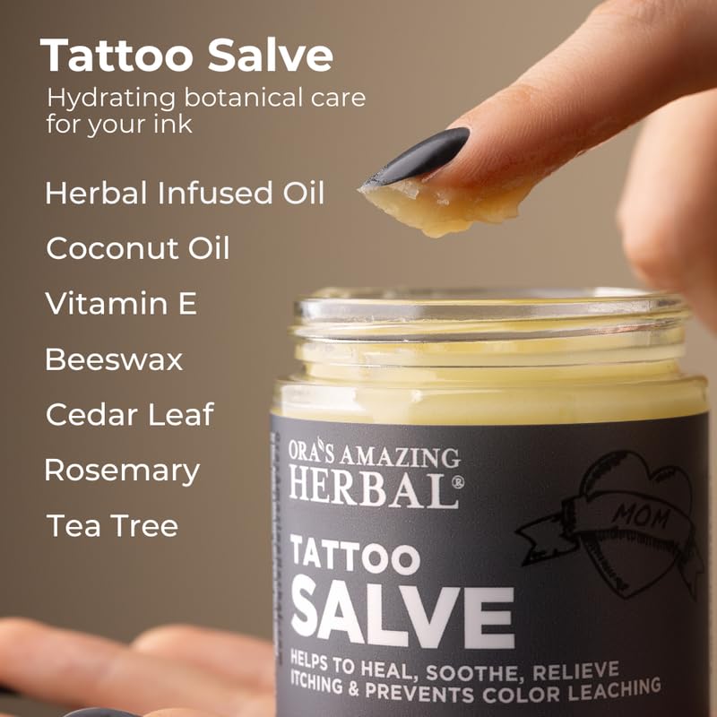 Natural Tattoo Salve 4 oz Pack of 1 - Moisturizing & Itch Soothing Balm, Petroleum-Free, Support Old & New Ink, USA Made