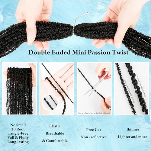 Mini Passion Twist Crochet Hair 18 Inch - 6 Packs Natural Black, Pre-Twisted, Cuttable for Black Women Variation of THIS listing