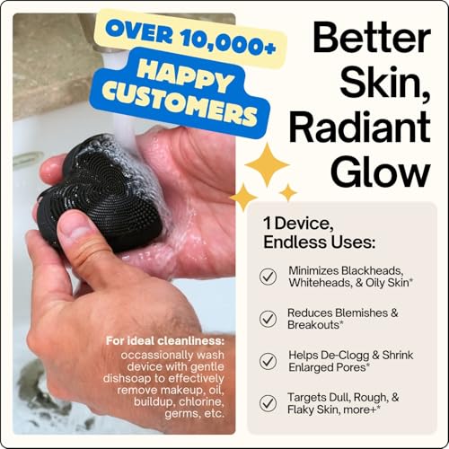 Heart Face Clean Pro? - Electric Silicone Facial Scrubber for Acne with 7000+ Sonic Pulses - IPX7 Waterproof Rechargeable Exfoliator with Slip-Free Grip, 3 Speed Settings & Phthalate-Free - Rose