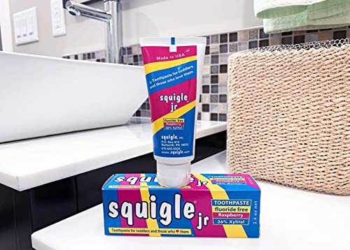 Kids Raspberry Toothpaste 36% Xylitol Fluoride-Free Low Foam 2 Pack - 3.4 Oz
