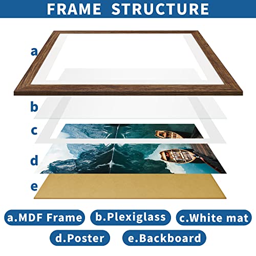 24x36 Poster Frame Set of 2 - Rustic Brown Wood Style for 20x30 or 24x36 Photos (Variation: Rustic Brown / 24x36 in)