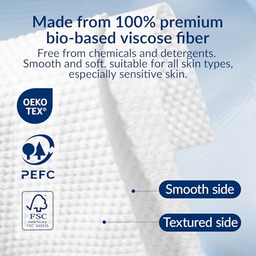 XL Disposable Face Towels, Ultra Soft Makeup Remover Dry Wipes, 100% Biodegradable, Non-Toxic, Facial Towelettes for Washing Face, Thick Towelettes for Sensitive Skin, Unscented, 60 Count