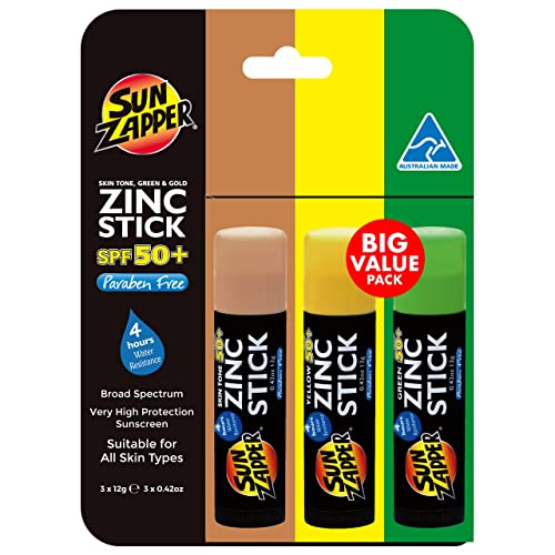 Zinc Sunscreen Stick SPF 50+ 3-Pack Water-Resistant Sunblock for All Skin Types