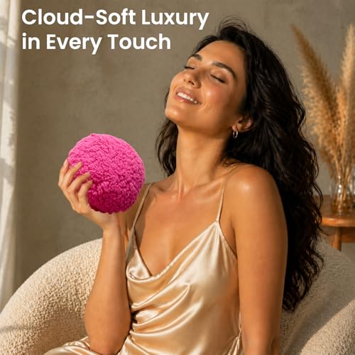 Magenta Rose Body Powder Puff with Clear Container - Extra Soft & Fluffy