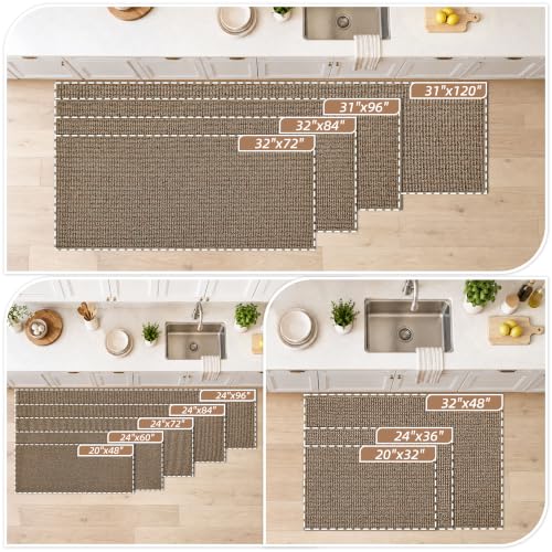 BEQHAUSE Taupe Kitchen Runner Rug 32x84 Inches Non-Slip Floor Mat