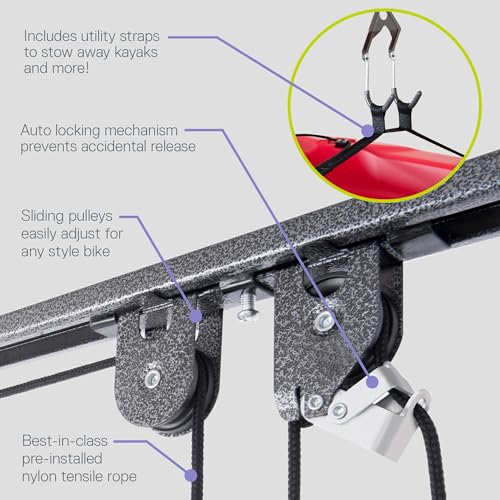 Delta Bike Hoist Pro 2-Pack: Heavy-Duty Ceiling Lifts for Bikes, Kayaks & Ladders