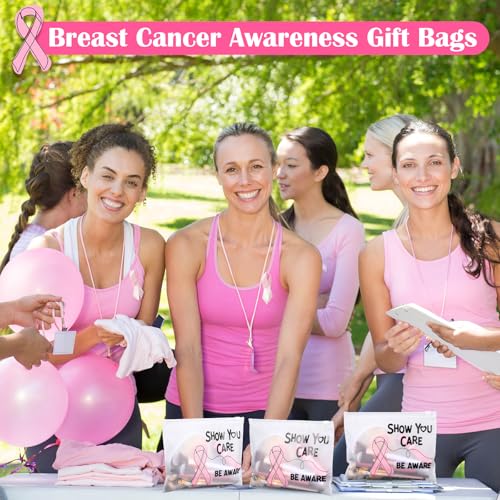 120 Pcs Breast Cancer Awareness Makeup Bags with Pink Ribbon Design - Pink Ribbon Accessories Gifts Variation of THIS listing