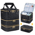 Uross X Large Nail Polish Organizer Bag Holds 60 Bottles & Nail Lamp - Black