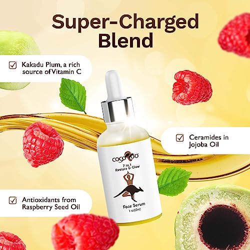 7-in-1 Anti-Aging Face Serum with Vitamin C, Jojoba Oil & Ceramides - Natural & Vegan