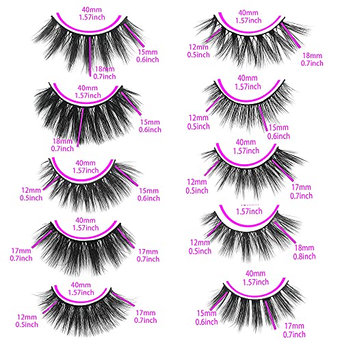 30 Pairs Faux Mink Eyelashes Bulk Set - Natural Fluffy 12-20mm 5D Fake Lashes, Reusable for Makeup & Beauty