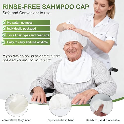 20 Pack No Rinse Shampoo Caps - White, 130ML Waterless Hair Cleaning