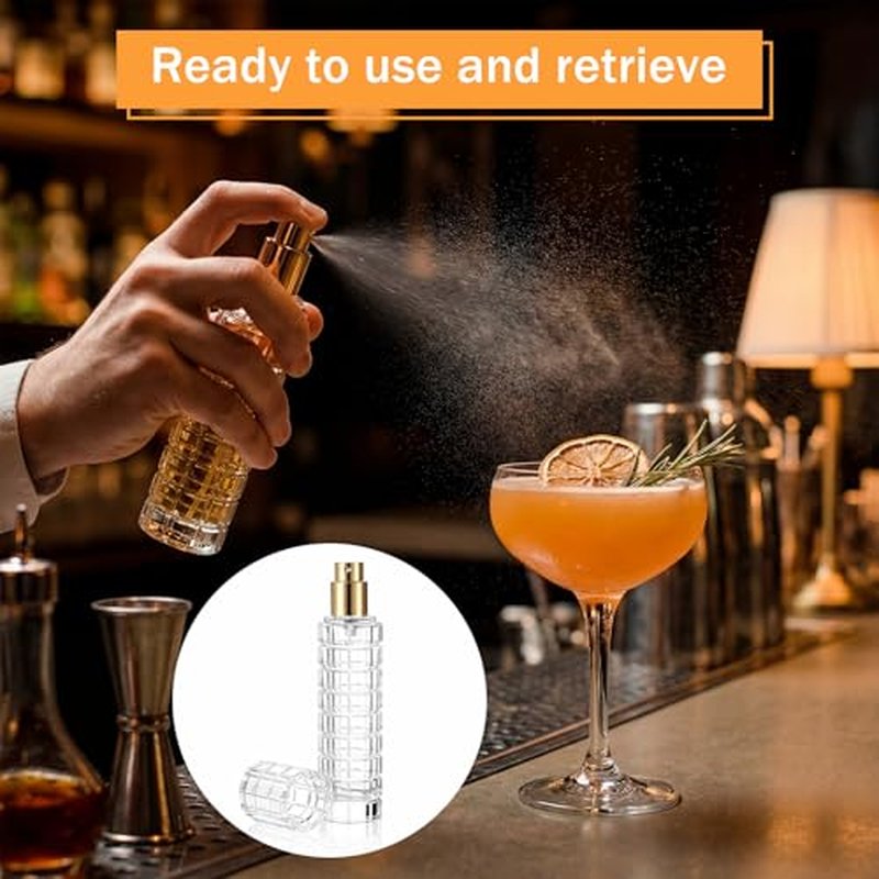 6 Pack Cocktail Atomizer Spray Bottles 1oz / 30ml with Funnels, Refillable Glass Absinthe and Perfume Atomizing for Bitters Vermouth, Fine Mist Travel Sprayer for Bar Kitchen(Gold)