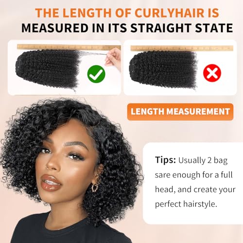 MAHKOTAKU 20 Inch Natural Black Kinky Curly Clip-In Hair Extensions 8Pcs 120g for Black Women - Variant 1B