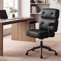 Ergonomic Home Office Desk Chair - Black PU Leather Computer Chair, Adjustable & Supportive