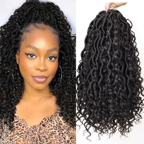 Goddess Locs Crochet Hair 8 Packs - 12 Inch Faux Locs for Black Women, Curly Goddess Braids