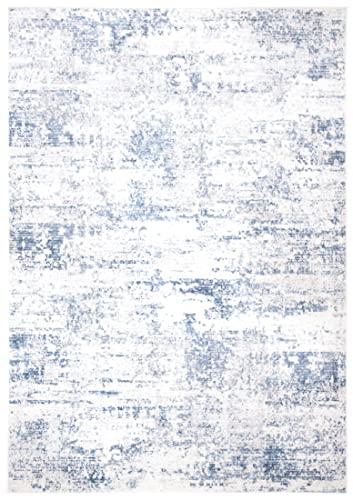 Rectangular 5'3 x 7'6 Modern Ivory Blue Area Rug - Amelia Collection