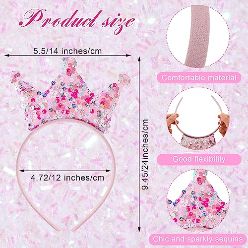 Princess Crown Headbands Set - Glitter Party Favors for Girls, 24 Pack