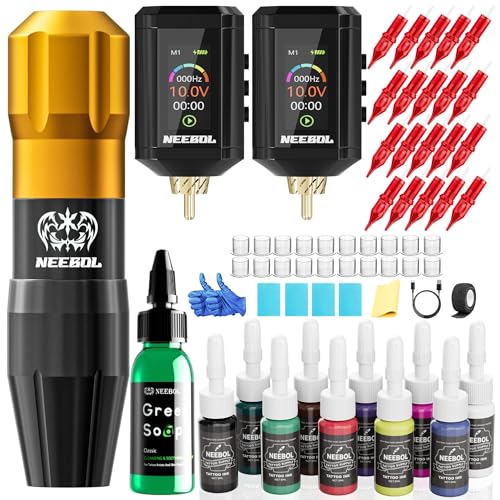 Wireless Tattoo Kit with 2 Batteries - Complete Professional & Beginner Set