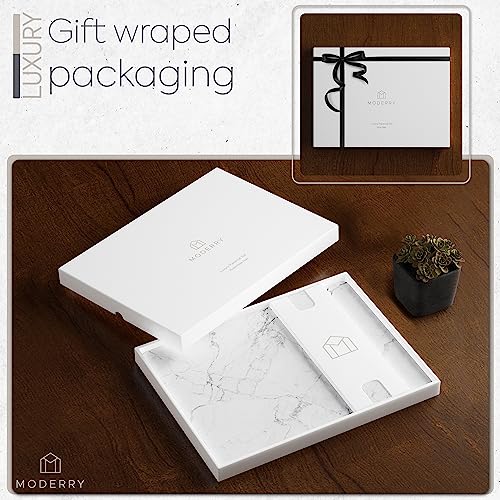 Moderry White Marble Cork Placemats Set of 4 with Free Coasters - 16 x 12 inches