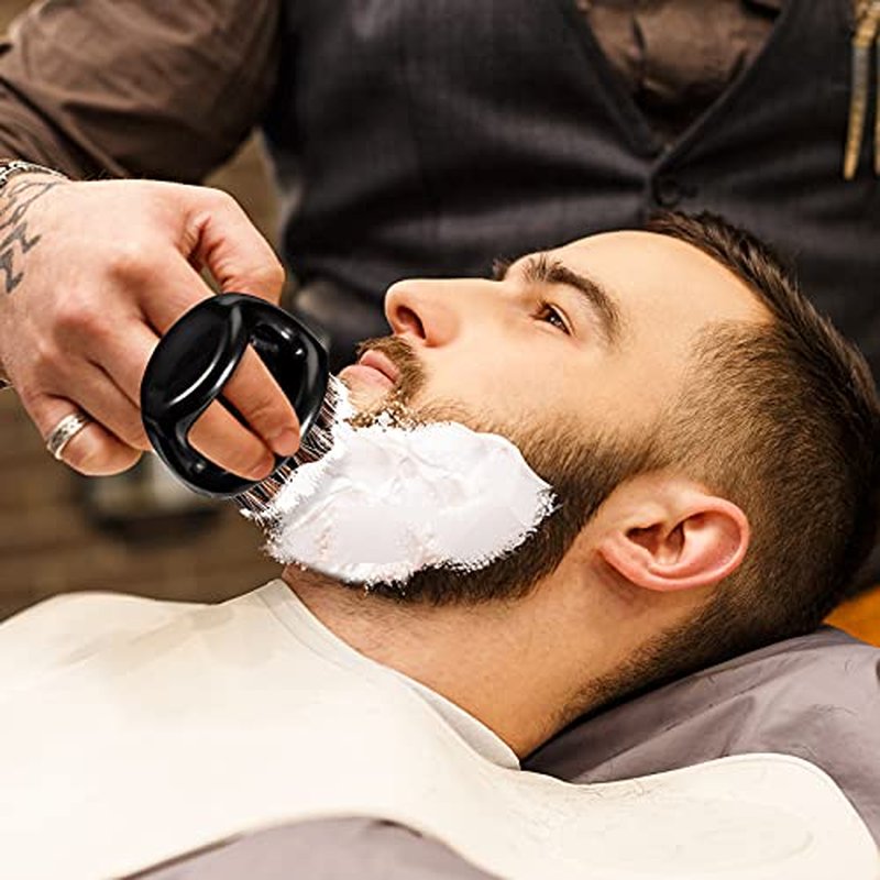 4 Pcs Knuckle Brush for Men Barber Brush, Fade Brushes, Face and Neck Brushes, Mustache and Hair Supplies, Essential Barber Tool for Professional Barbering and Grooming Services(Black and White)