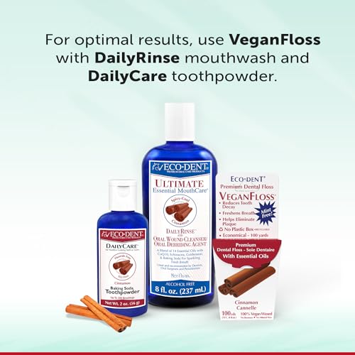 Eco-Dent Vegan Floss Cinnamon 1800ft Pack of 1 - Recyclable, Plant-Based Wax