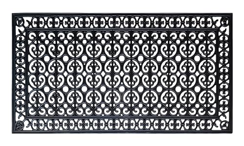 Large Heavy Duty Rubber Doormat - 30x60 Inch Non-Slip Mud Trapper for Outside Entryway, Patio, Garage, Black