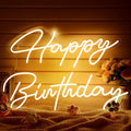 Happy Birthday Neon Sign LED Light - Dimmable Warm White 30x21 Inches - Perfect for Parties & Decor