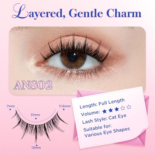 Bepholan Manga Eyelashes Natural Look False Eyelashes Anime Lashes Wispy Fluffy Spiky 3D Volume Eyelashes Pack Cosplay Fake Eyelashes Look Like Individual Cluster 7 Pairs(AN02£©