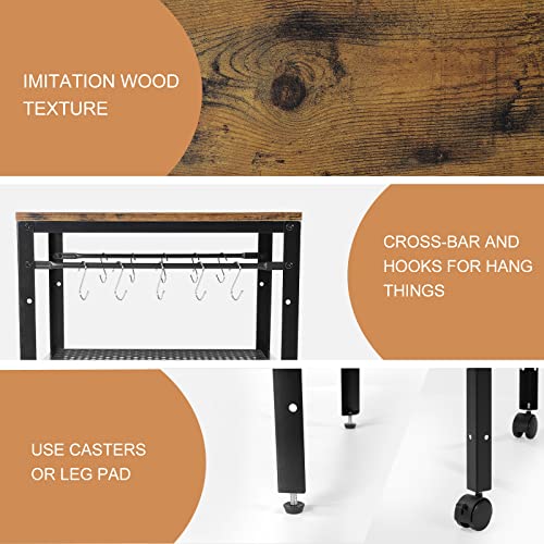 2-Tier Rustic End Table with Adjustable Height Shelf - Small Coffee & Nightstand
