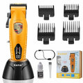 Cordless Hair Clipper for Men - High-Speed 7500 RPM, Orange, with Charging Base