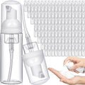 Dandat 120 Pcs 2 oz Plastic Foam Soap Dispensers Bulk Refillable Foaming Pump Bottle Empty Mini Shampoo Lash Cleaning Bottles for Travel Cosmetics Hand Soap(Clear)