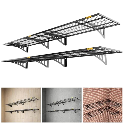 64x4ft Adjustable Wall Garage Storage Shelf Set - 4 Pack Black