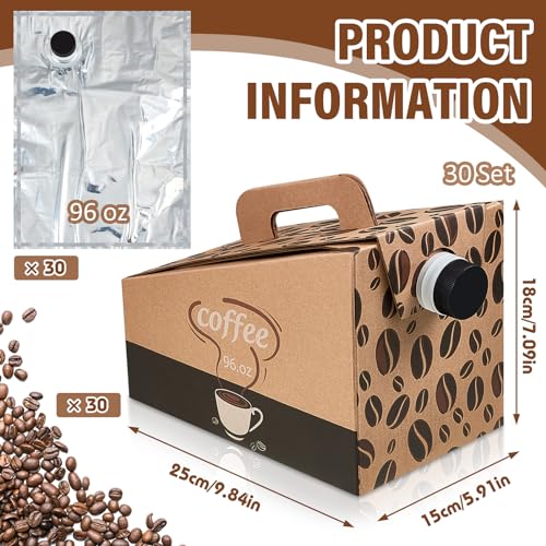 30 Pack 96oz Coffee To Go Dispenser Box with Handle & Leak-Proof Lid